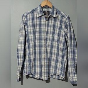 L.O.G.G. By H&M Blue‎ & White Plaid Long-sleeve Button-down Casual Shirt